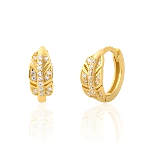 Boucles D'oreilles Feuille 925 Argent Sterling Zircon Plume Créoles Boucle D'oreille Bijoux De Mode Pour Femmes