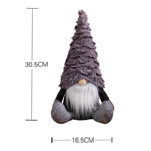 Nordic Christmas gnome plush doll with grey feather hat and 30.5cm height dimension