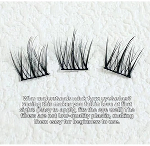 Detailed close-up of natural mink hair false eyelashes in a wispy criss-cross pattern