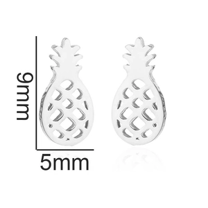 Boucles d'oreilles ananas ajourées en argent de 9mm x 5mm au design minimaliste