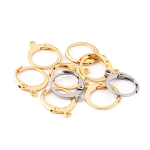 Gold and silver round stainless steel leverback earring findings for DIY jewelry making