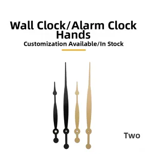 Detail view of quartz clock replacement hands in minimalist black and gold finish sets