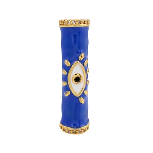 Perla occhio malevolo blu in rame placcato oro 18 carati con cristalli di zircone