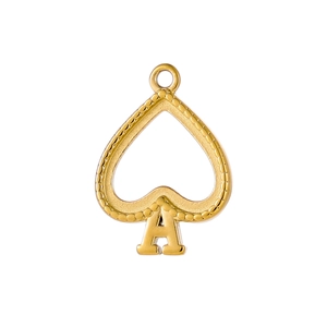 Pendentif cœur évidé en acier doré avec lettre A pour création de bijoux DIY tendance