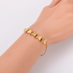 Minimalist gold frosted butterfly charm bracelet with adjustable cross chain for women