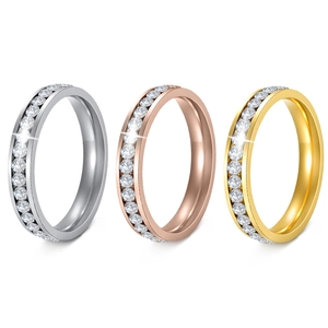 Anelli eternity minimalisti da 4mm in acciaio inossidabile color argento, rosa e oro