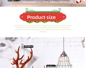 Detailed size comparison of 60cm and 80cm Christmas reindeer head wall decorations