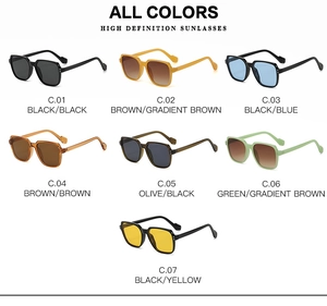 Matrix display of oversized fashion sunglasses in 7 color variants with C01-C07 labels