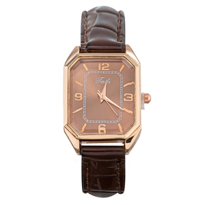 Elegant Rectangular Octagonal Quartz Watch For Women With Crocodile Texture Faux Leather Strap And Alloy Case Vintage
