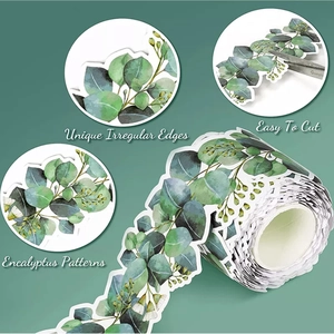 Eucalyptus leaf bulletin board border sticker with scalloped edges for DIY decoration