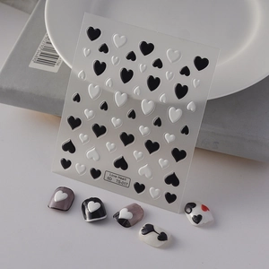5D Embossed Nail Art Stickers Heart Patterns Self-Adhesive Manicure Decoration Minimalist Style For Women