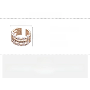 Detail showing multi-layer copper ring with pearls and rhinestones specifications