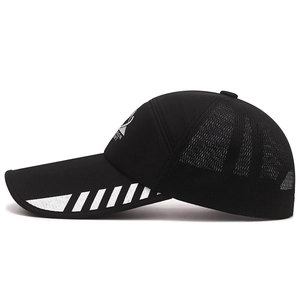 Men's black mesh baseball cap with long brim and fashion sport logo for sun protection