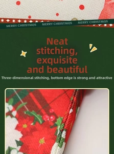 Macro view of double-stitched red and green plaid fabric for festive dining decor