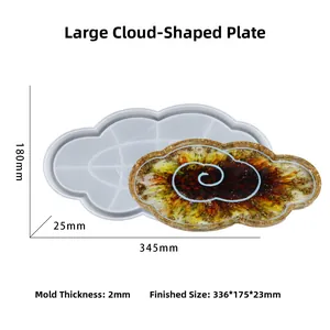 Cloud shaped resin silicone mold detail with dimensions for DIY craft tray making