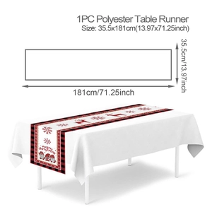 Tableau des tailles détaillé pour chemin de table de Noël à carreaux noirs et rouges