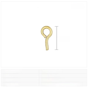 Detail view of 7x3mm stainless steel eye pins for DIY jewelry making in silver and gold
