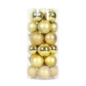Set di 24 palline di Natale dorate opache, lucide e glitterate per decorazioni natalizie