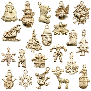 Ciondoli in Lega di Natale Accessori per Creazione Gioielli DIY Oro Argento Fiocco di Neve Babbo Natale Albero Cervo Slitta Campana