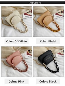 Mini jelly crossbody bags in beige, khaki, pink, and black with acrylic chains