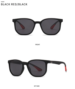Front and 45-degree side view of matte black sports sunglasses with carbon fiber texture