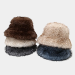 Chapeau Cloche Femme En Fausse Fourrure Pelucheux Épais Longue Peluche Hiver Chaud Coupe-Vent Décontracté Extérieur