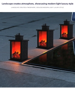 Outdoor solar lantern with flickering flame effect and snowflake cutout for patio decor