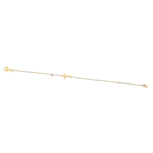 Minimalist gold stainless steel cross bracelet with sparkling zircon and heart charm
