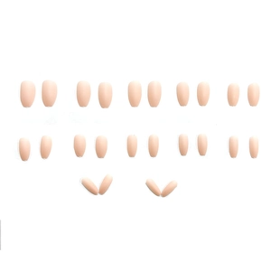 Matte nude long coffin press-on nails set with 30 pieces for DIY manicure fashion