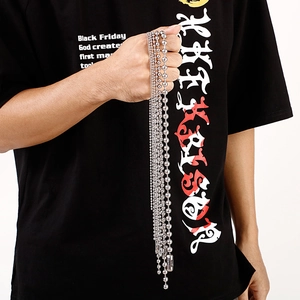 Various sizes and lengths of silver stainless steel ball bead chains shown in hand