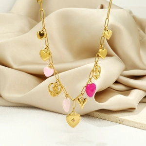 Ciondoli A Cuore Acciaio Inossidabile Placcato Oro 18K Smalto Colorato Accessori Gioielli DIY Per Collana Bracciale Orecchini