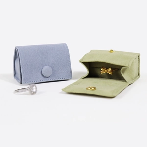 Portable velvet jewelry pouch with snap button for rings and earrings storage