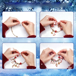 DIY Christmas advent calendar bracelet kit with Santa and snowman charms for kids