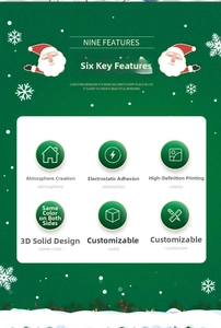 Features of white pink Christmas window stickers with 3D static cling technology