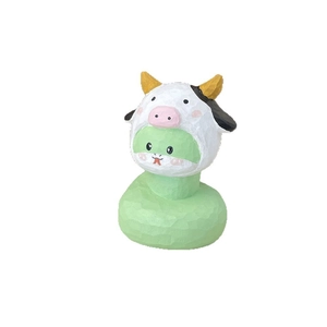 Figurine en bois faite main animal de dessin animé avec décoration de sweat à capuche