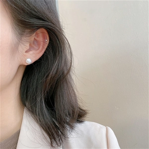 Baroque irregular freshwater pearl earrings with small rhinestone in S925 silver finish