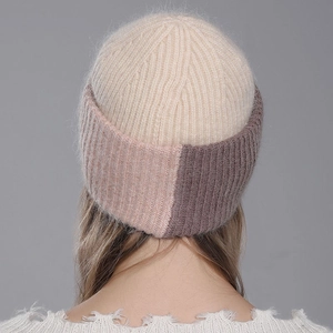 Berretto in maglia a tre colori stile mohair per donna moda invernale e calore