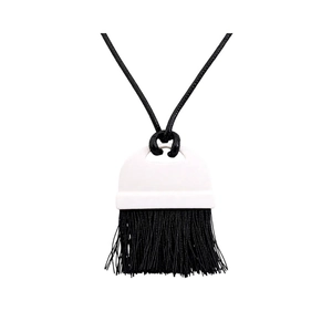 Minimalist vintage necklace featuring a creative black and white paintbrush tassel pendant