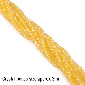 3mm yellow faceted crystal glass beads for DIY jewelry making and handicraft threading