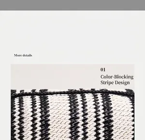 Detail der kontrastierenden Webstreifen und des schwarzen Reißverschlusses