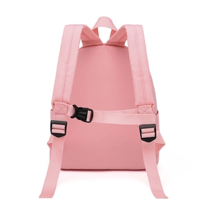Pink girls' preschool backpack with padded ergonomic shoulder straps and chest buckle