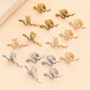 Vintage gold and silver snake dreadlock jewelry rings for Middle Eastern hair braiding DIY