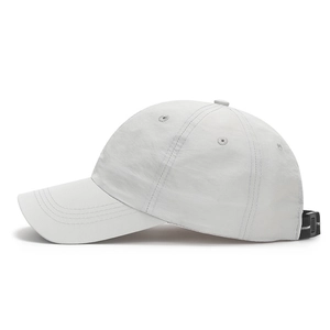 Light grey quick-dry baseball cap with breathable eyelets and adjustable strap back