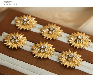 Detail view of 18K gold plated sunflower earrings featuring sparkling zircon inlay