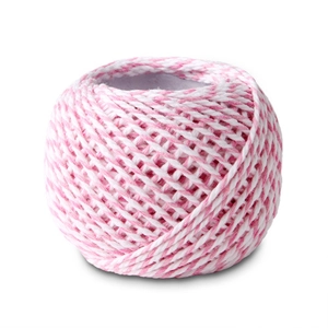 Cordon en coton torsadé rose et blanc à 3 fils pour bricolage et emballage cadeau