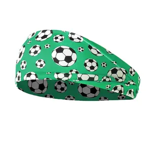 Bandeau de sport élastique motif football vert pour la course et le yoga