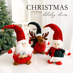 Christmas holiday decors with Santa Claus, Reindeer and Snowman in sequin fabric