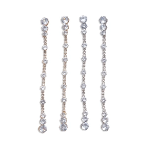Elegant geometric round zircon tassel earrings in gold and silver finish on white background