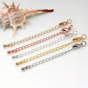Cinq chaînes d'extension à fermoir mousqueton en or, argent et noir pour bijoux DIY