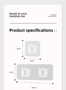 Size specifications for self-adhesive wall hooks in 6x6cm square and 6x14cm rectangle formats